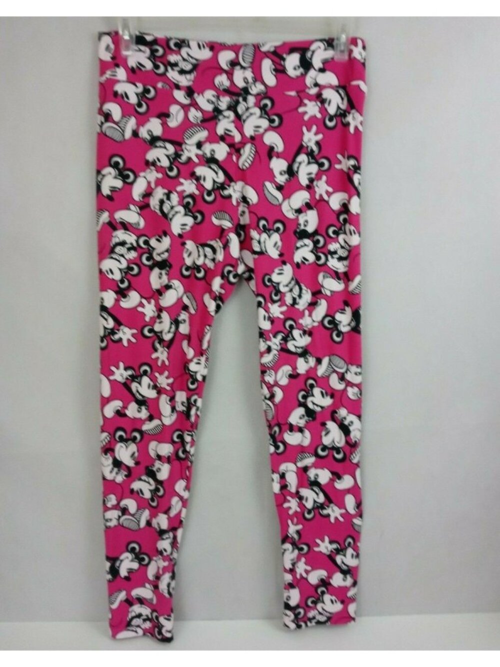 New LuLaRoe Disney Tall & Curvy Leggings Pink With Black & White Mickey Mouse